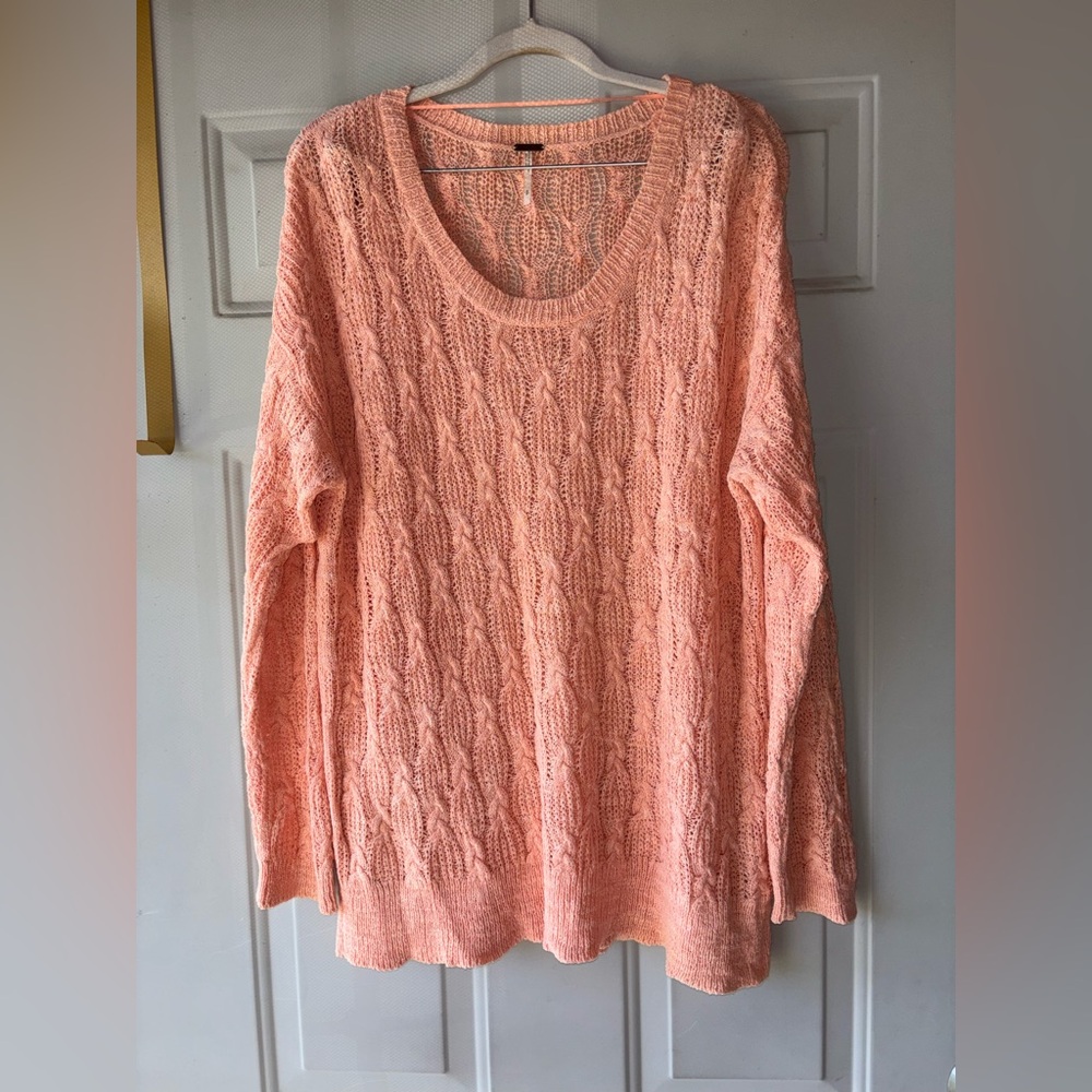 Free People peach knit Frankie oversize sweater size S